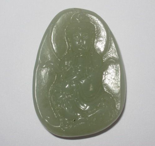 P227 Crude Sinkiang river material Jade Pendant Goddess  