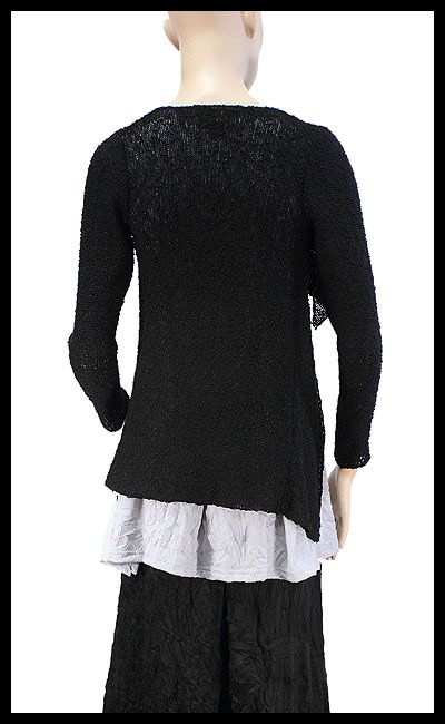 ZUZA BART cute uneven front rayon+cotton boucle sweater S  