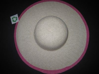 Womens Wide Brim Sun Hat New JAdore Pink paper straw  