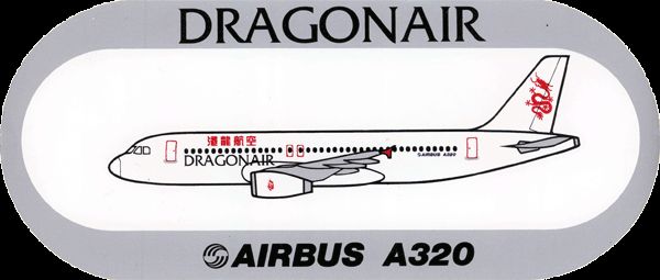 for sale extremely rare a320 sticker from dragonair hong kong