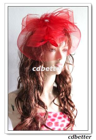 Veil Feather Rhinestone Millinery Hair Clips Fascinator  