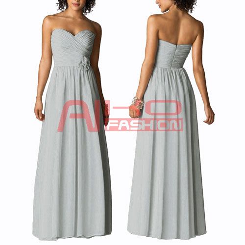 Strapless Full Length Chiffon Bridesmaids Formal Evening Dresses AU 6 