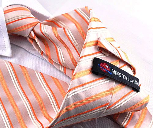 ME TIE LANG Orange SilkTie Mens NeckTie Cufflinks & Hanky 094  