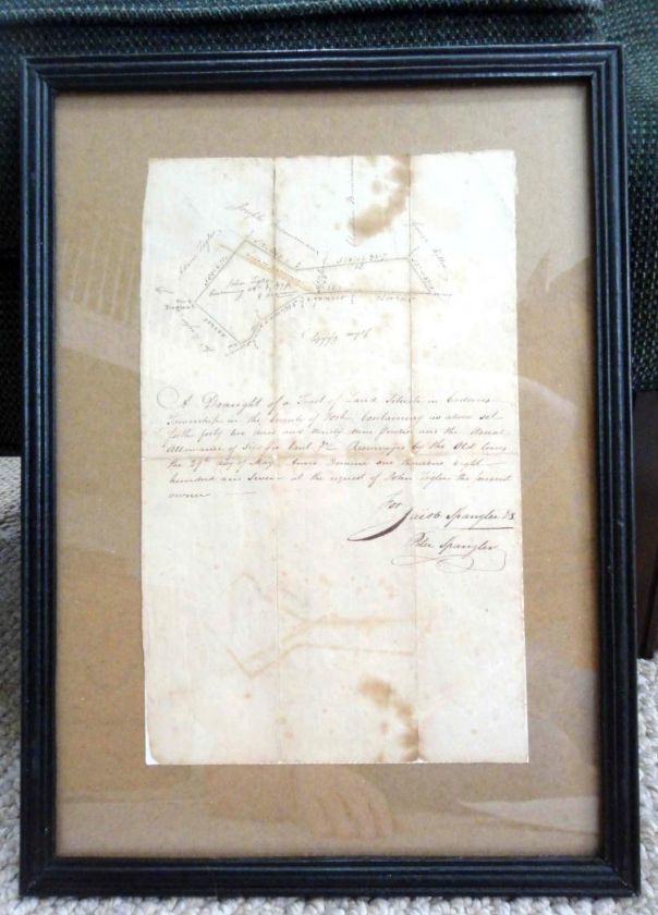 1807 antique CORDORUS YORK PA land map survey handwr  