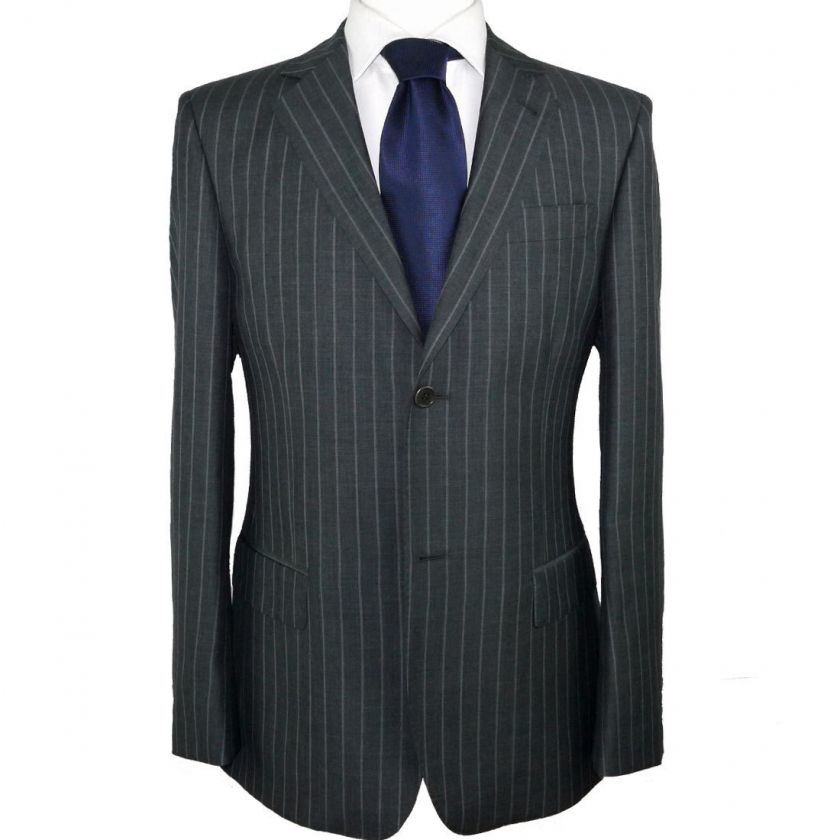 NWT $1895 ERMENEGILDO ZEGNA CLOTH DARK GRAY PINSTRIPE MENS SUIT MADE 