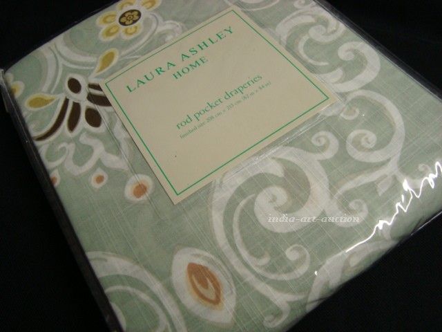 NEW LAURA ASHLEY SHEFFIELD DRAPES CURTAINS PANELS GREEN FLORAL PAISLEY 