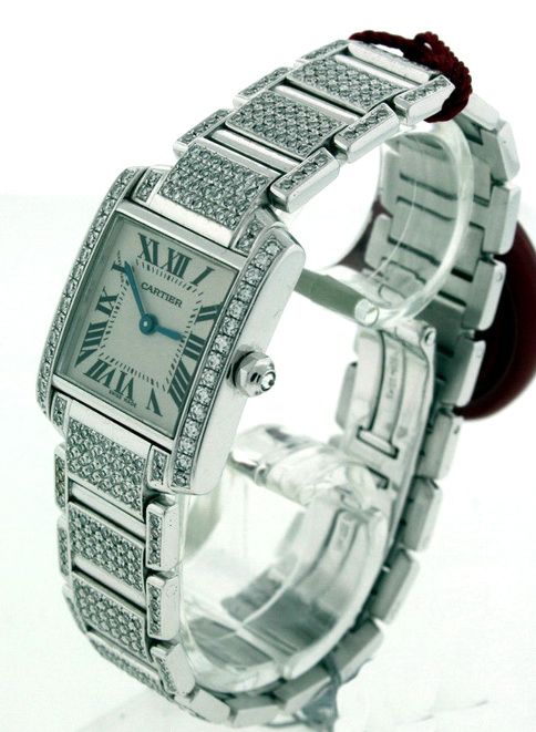   tank francaise 18k white gold full diamond $ 110000 00 ladies watch