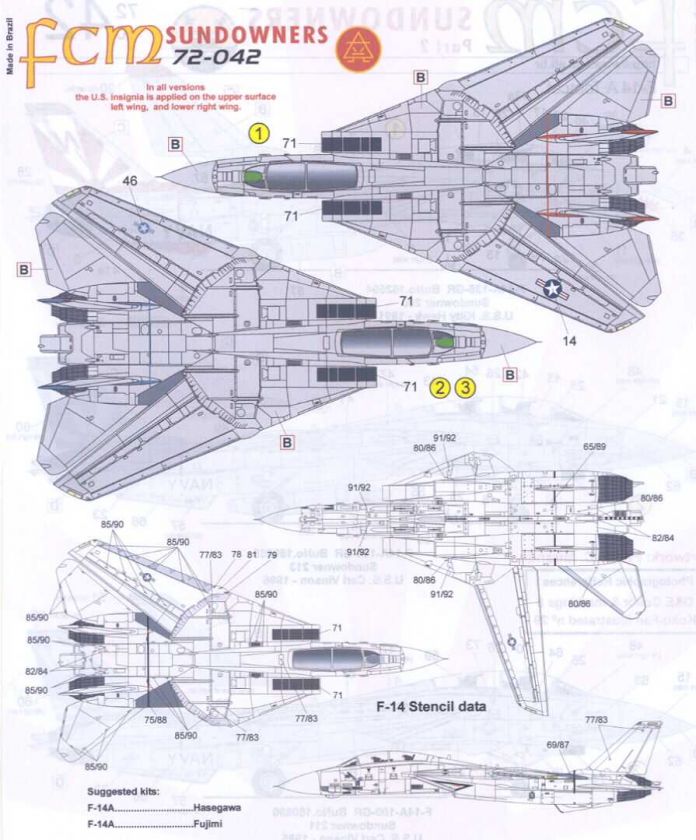 FCM Decals 1/72 F 14 TOMCAT SUNDOWNERS VF 111 #2  