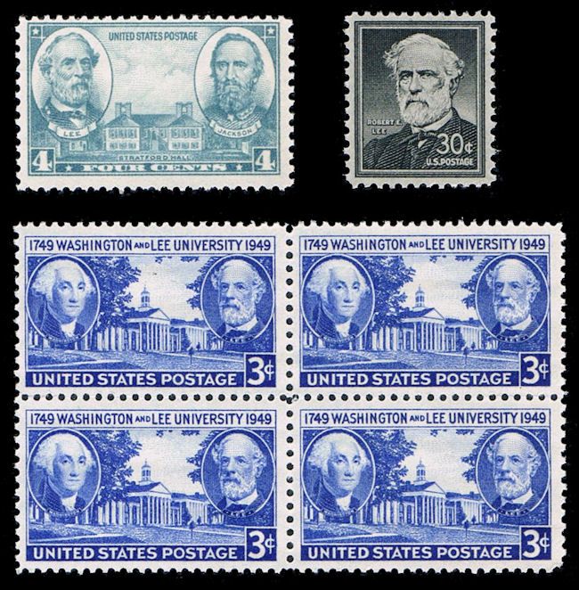 Honoring Robert E. Lee on Old Mint U.S. Postage Stamps from 1937, 1949 