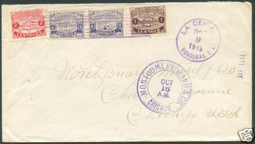 HONDURAS TO USA Cover w/Yv # 147 148 150 (2)  