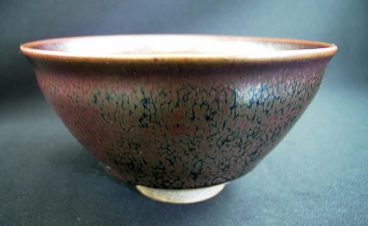 c1697,T.SUZUKI,Pure steel Oilspot glaze Temmoku TeaBowl  