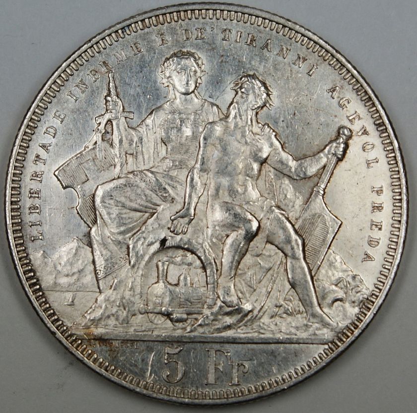 1883 Switzerland Silver Shooting Thaler, Lugano, R 1373, Swiss  