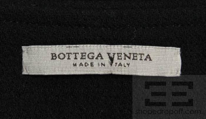 Bottega Veneta Black Wool Hook & Eye Trim Wrap Skirt Size 42  