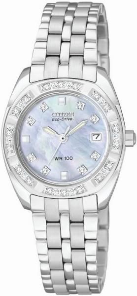 Citizen Eco Drive Diamond Bezel MOP Dial Womens Watch EW1590 56Y 