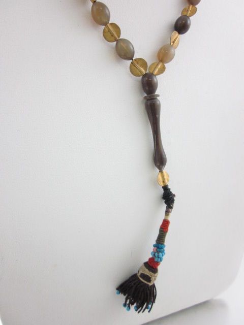 You are bidding on a NEW DESIGNER Golden Bead Tassel Strand Pendant 