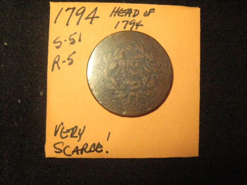 1794 S 51 RARITY 5 VERY SCARCE VARIETY LIBERTY CAP LARGE CENT  