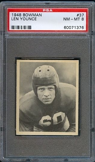 1948 BOWMAN FOOTBALL #37 LEN YOUNCE GIANTS PSA 8  