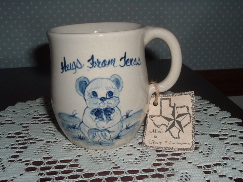 Yesteryears Hugs From Texas Hand Turned Pottery Mug NWT  