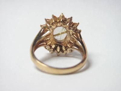 10K Rutilated Quartz Citrine Starburst Ring 5.75 2804  