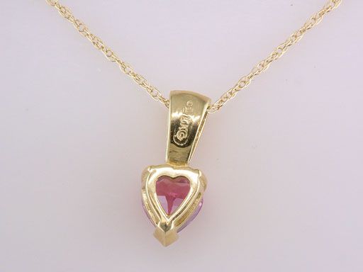 Brand New 1/2ct Pink Tourmaline Heart & Diamond Yellow Gold Pendant 