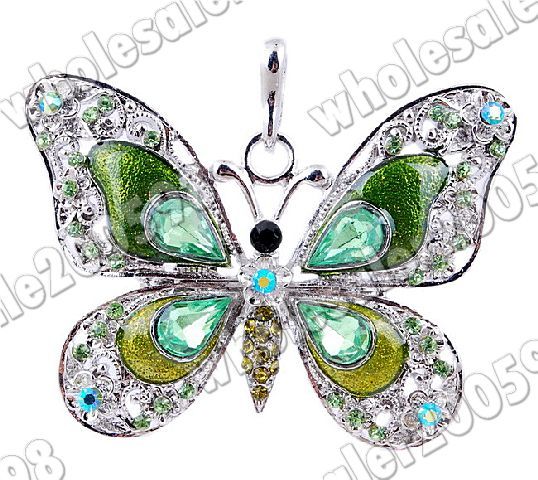 6pcs Butterfly 42*57MM Enamel&Rhinestone Alloy Pendants  