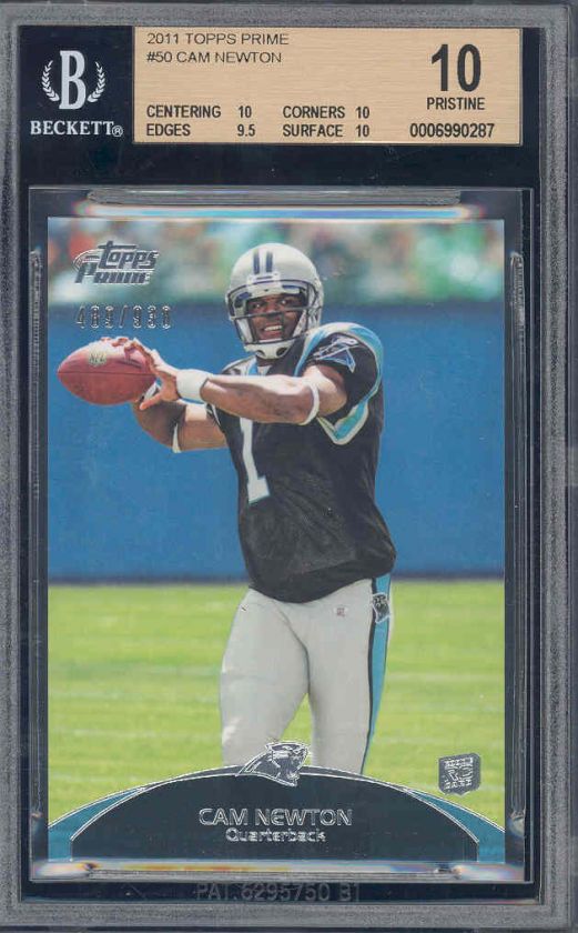 2011 topps prime #50 CAM NEWTON rookie BGS 10 pristine (pop 1)  