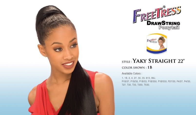 YAKY STRAIGHT 22 FREETRESS DRAWSTRING PONYTAIL SYNTHETIC HAIR LONG 