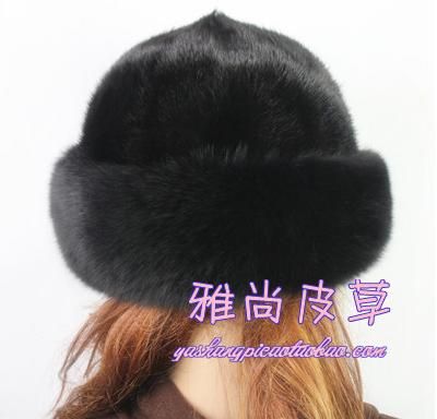 new womens real genuine mink fur princess hat cap with fox fur rim 