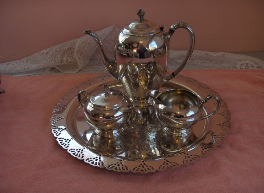 Pc Set Oneida Home Decorator Silver Plate Coffee Set  