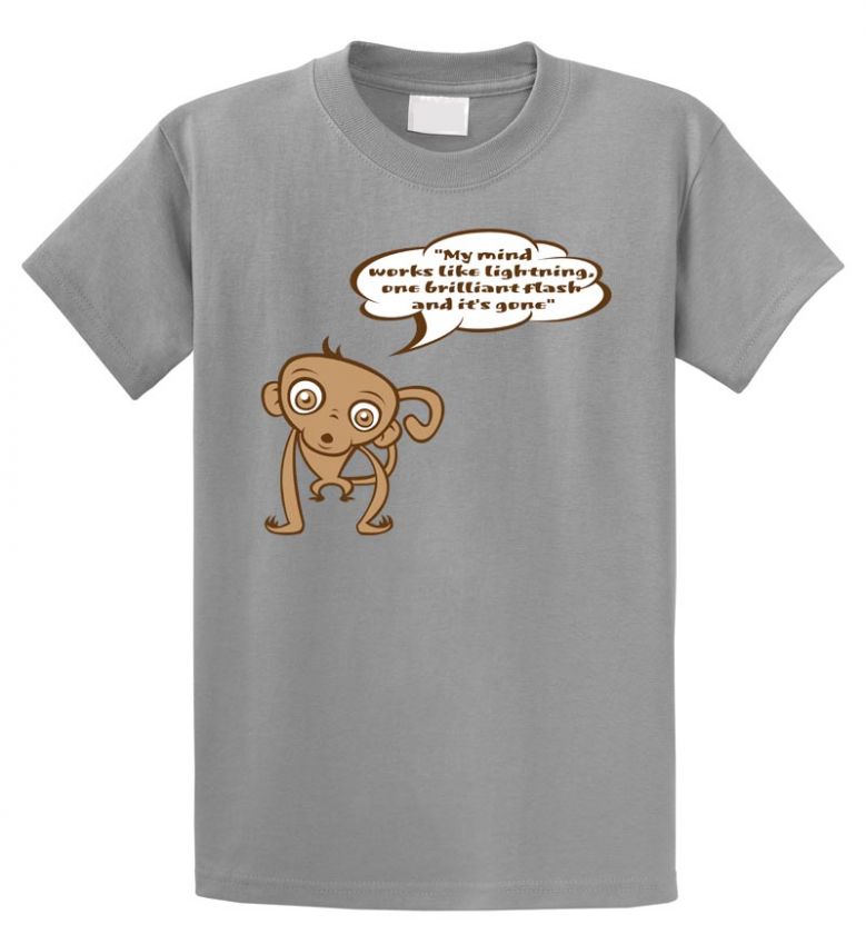 LIGHTNING MIND MONKEY Funny T Shirt Cool Humourous  