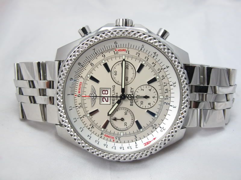 BREITLING BENTLEY 6.75 STAINLESS STEEL ON BRACELET & LEATHER BOX 