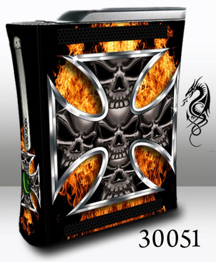 XBOX 360 Skin   30051 .skulls iron cross on fire  