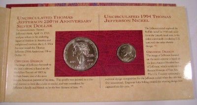 1976 Thomas Jefferson Coinage and Currency Set   $2 Bill $1 Silver 