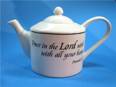 Teapot and Creamer Bible Verse Set White Ceramic WWJD  