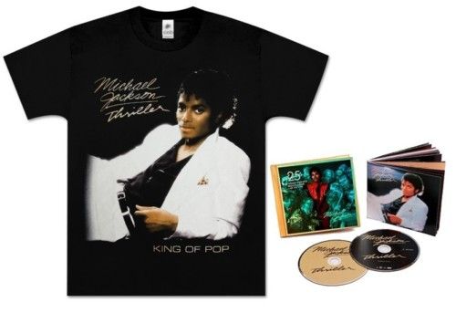 MICHAEL JACKSON THRILLER BLK T SHIRT LG + 2CD COMBO SET  