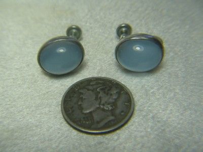 VINTAGE1950s WRE STERLING SILVER & MOONSTONE SCREW ON EARRINGS  