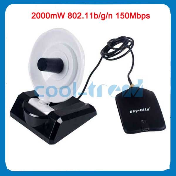 High Power USB 2.0 2000mW 802.11b/g/n 150Mbps Wireless Network Adapter 
