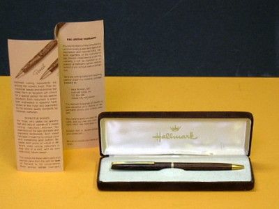 Vintage Hallmark Wenge Wood Ball Point Pen With Case  