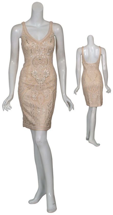 SUE WONG Lace Embroidered Beaded Cocktail Dress 6 NEW  