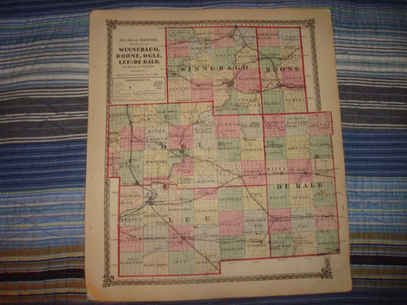 WINNEBAGO BOONE OGLE LEE DEKALB COUNTY ILLINOIS MAP NR  