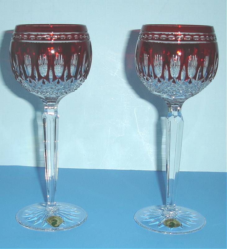 Waterford Clarendon Ruby Wine Hock Glasses Set of 2 New  