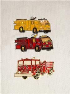 Lot of 3 Firetruck Suncatchers w/ suction hooks Window  