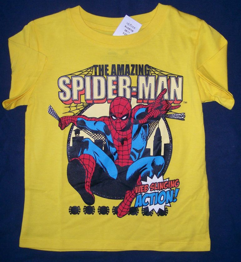 NWT BOYS SIZE 3T 4T 5T MARVEL COMICS THE AMAZING SPIDERMAN YELLOW 