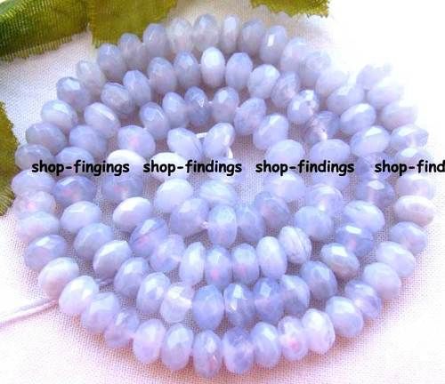 Faceted 4x6mm Natural purple lace agate rondelle Beads  