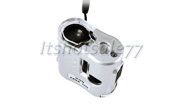 Mini 60X Microscope Loupe LED Lighted Magnifier jeweler  