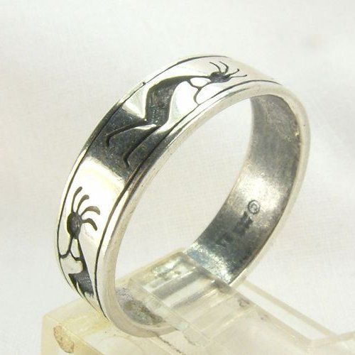 NEW 925 SOLID STERLING SILVER KOKOPELLI FLUTE PLAYER RING SIZE 7 3/4 