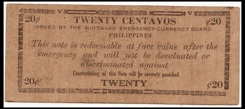 Philippines MINDANAO 20c 1943 G S483 F/EF  