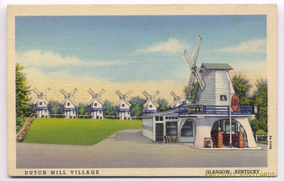 Linen WINDMILL GULF GAS & Dutch Mill Village GLASGOW KY  