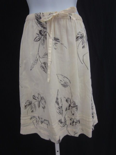 you are bidding on a theory beige brown floral print flowy skirt size 