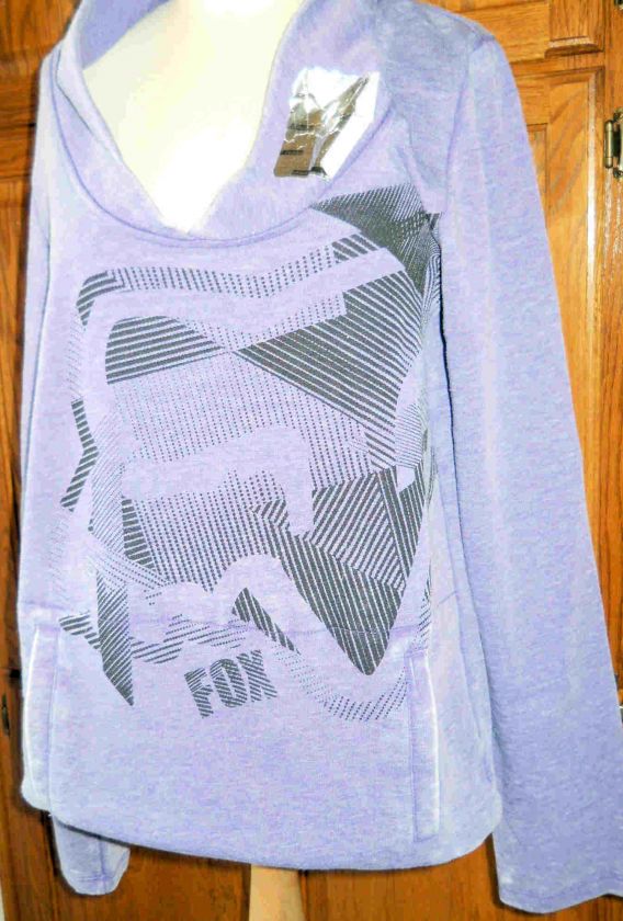 FOX GIRLS~ PURPLE HEATHER DISTRESSED COWL SWEATSHIRT XL  